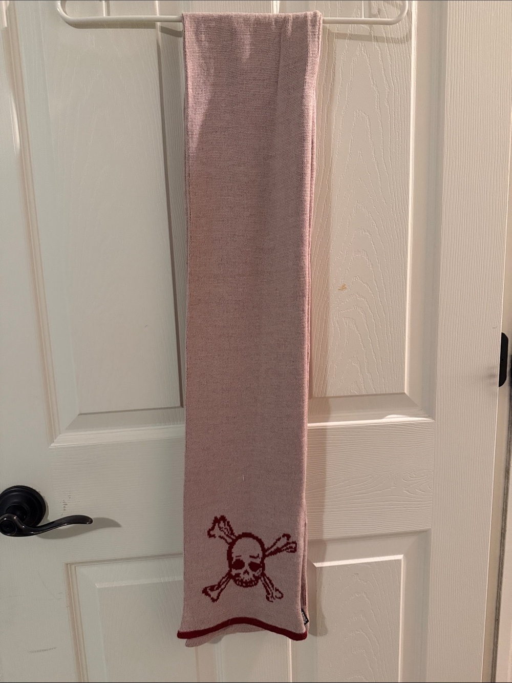 Vintage Vans Y2K Dusty Pink Skull Knit Scarf